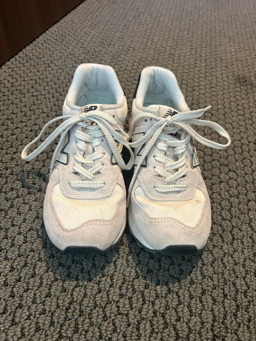 New Balance White and Light Pink Retro Runner Sneakers